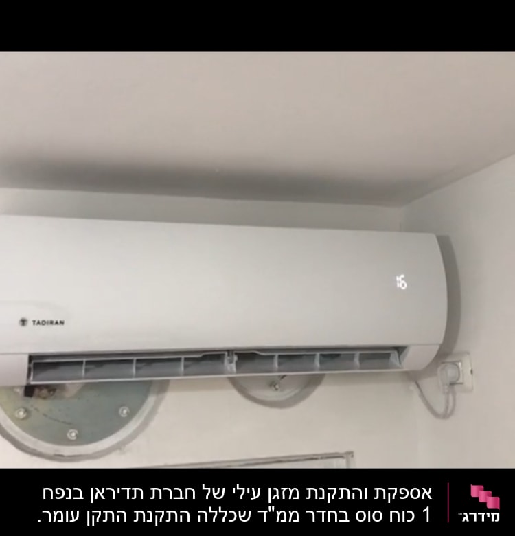 מזגן קיר לבן מותקן על קיר פנימי